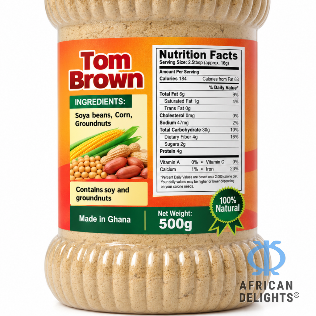 Tom Brown Porridge Mix ingredients label