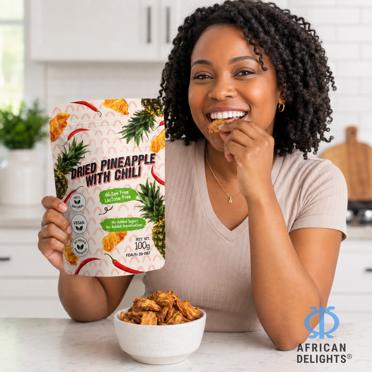 African Delights Dried Pineapple with Chili lifestyle photo # Flavor_Dried Pineapple with Chili