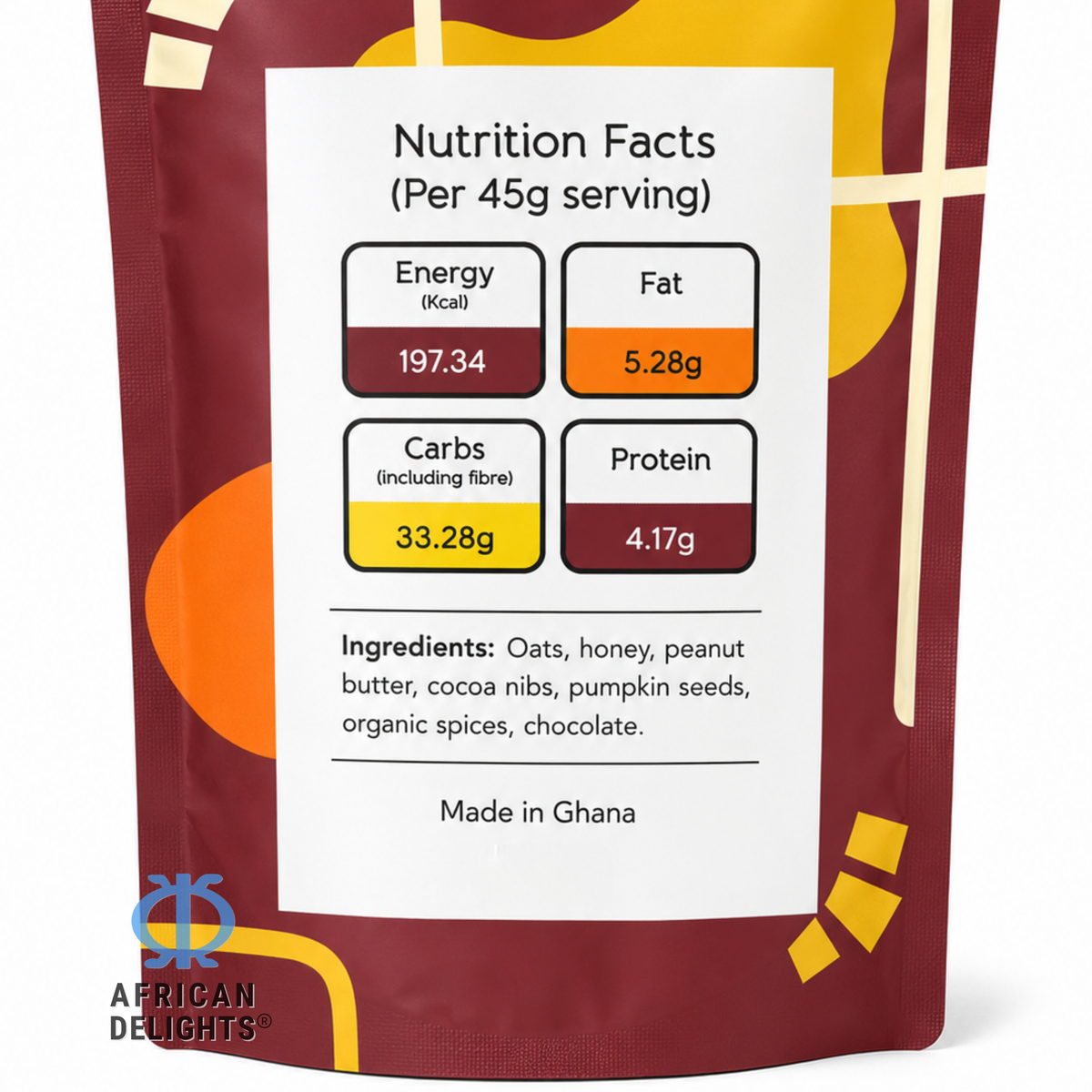 African Delights Chocanola 750g ingredients and nutrition facts # Flavor_Chocanola # Size_750g