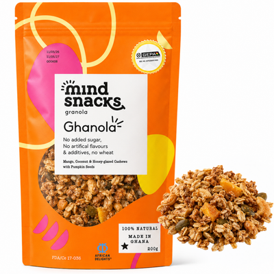 Mind Snacks Ghanola Granola 200g (Pack of 2) — Wholesale Case of 12 (2 Bundles × 6)