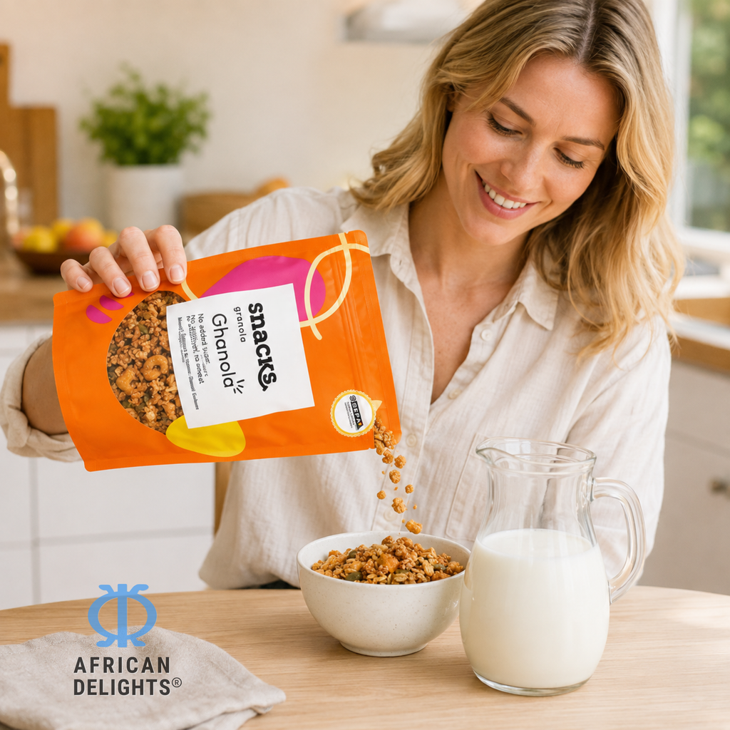 African Delights Ghanola 750g lifestyle photo # Flavor_Ghanola # Size_750g