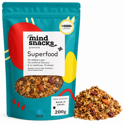 Mind Snacks Superfood Granola 200g (Pack of 2) — Wholesale Case of 12 (2 Bundles × 6)