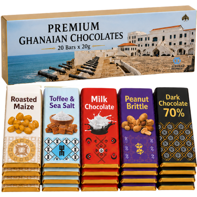 Amonu Cape Coast Castle Chocolate Box 20 × 20g — Wholesale 12-Box Pack