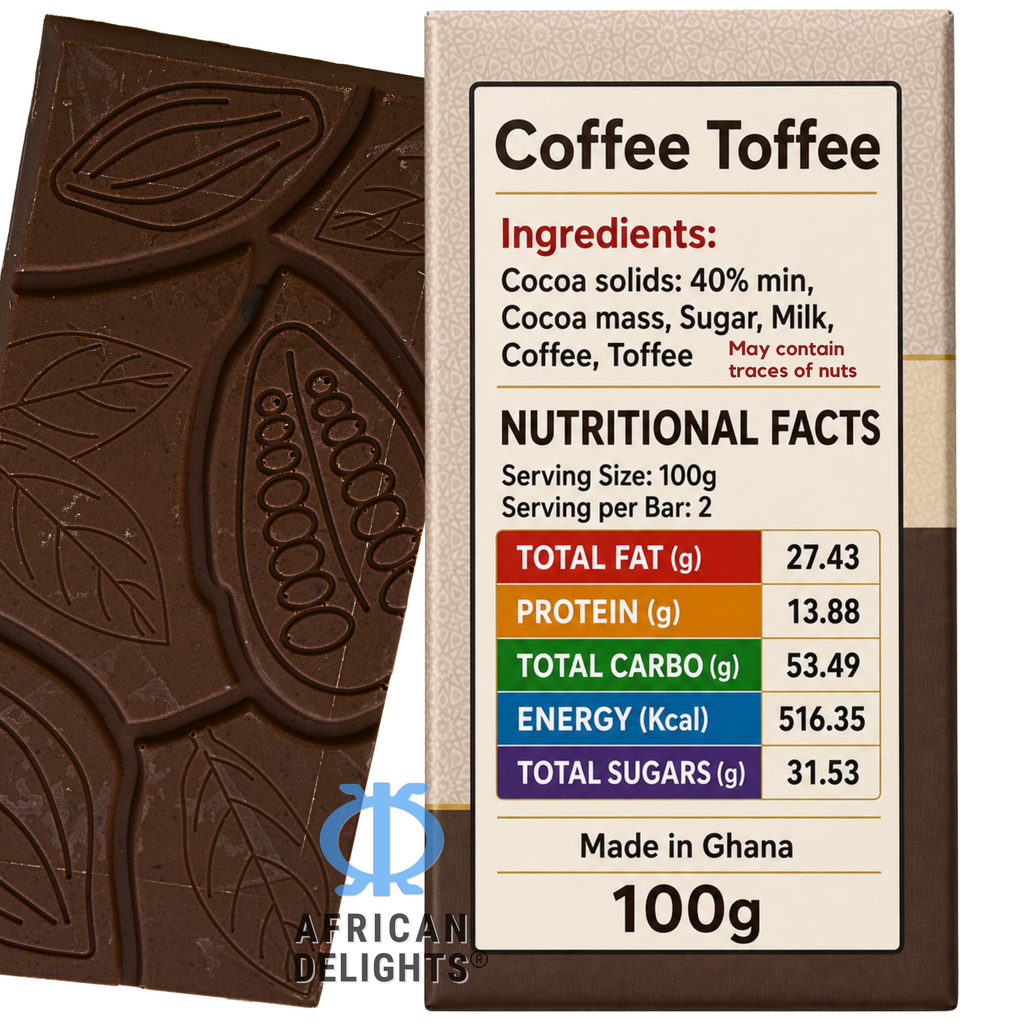 Amonu Coffee Toffee (100g) ingredients and nutrition # Size_100 g bars # Type_Regular # Flavor_Coffee Toffee