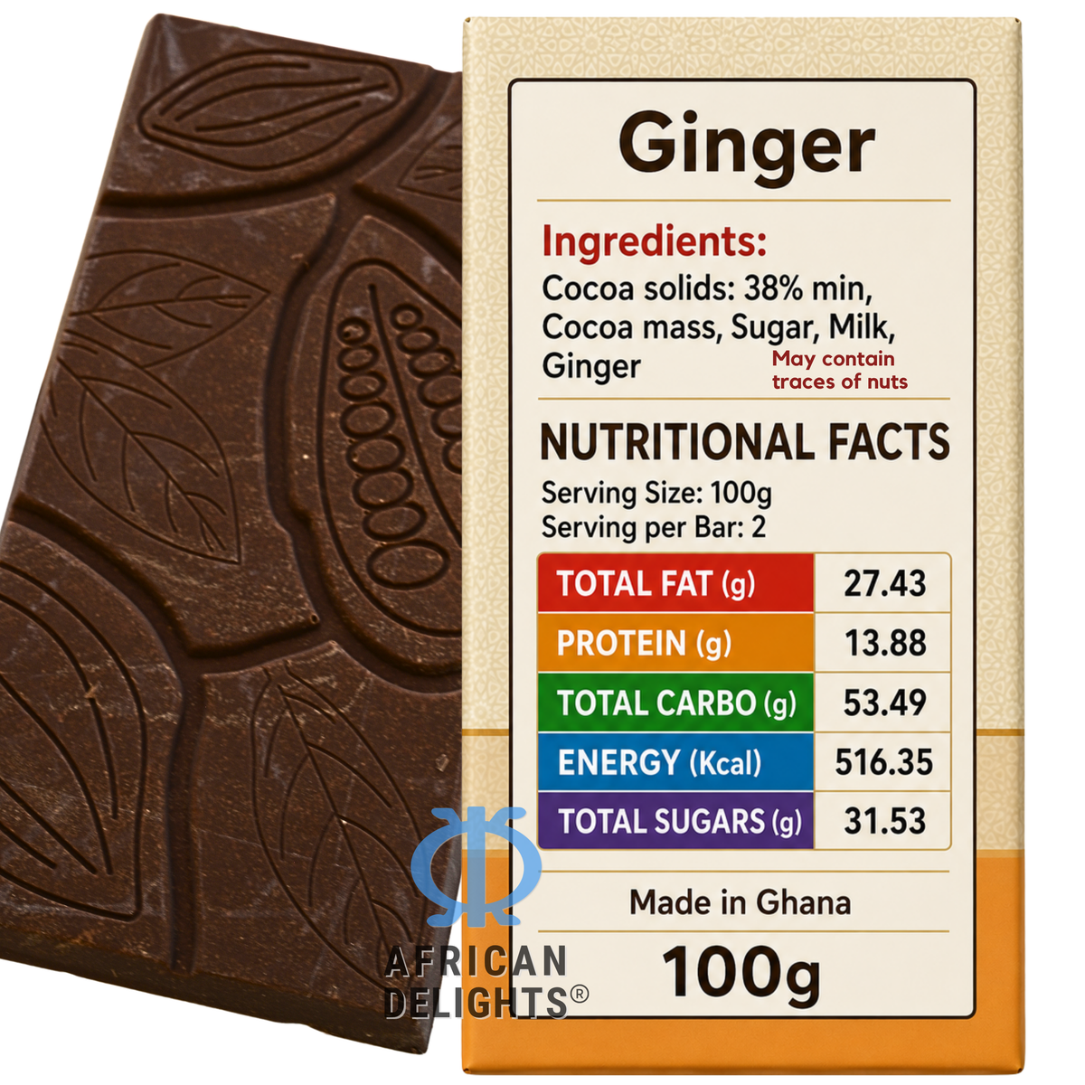 Amonu Ginger (100g) ingredients and nutrition # Size_100 g bars # Type_Regular # Flavor_Ginger