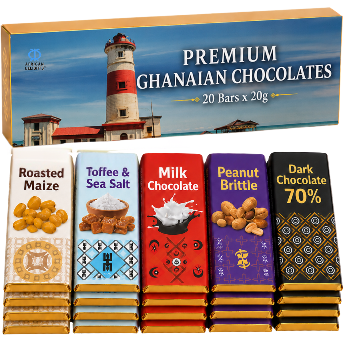 Amonu Jamestown Lighthouse (20 x 20g) # Size_Chocolate box 20 x 20 g # Type_Regular # Flavor_Jamestown Lighthouse