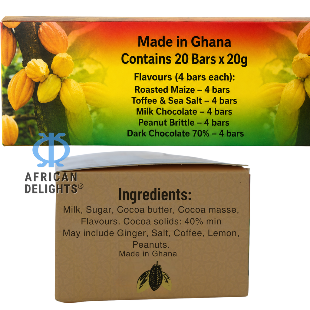 Amonu Nzulezu Stilt Village Canoe (20 x 20g) ingredients and nutrition # Size_Chocolate box 20 x 20 g # Type_Regular # Flavor_Nzulezu Stilt Village Canoe