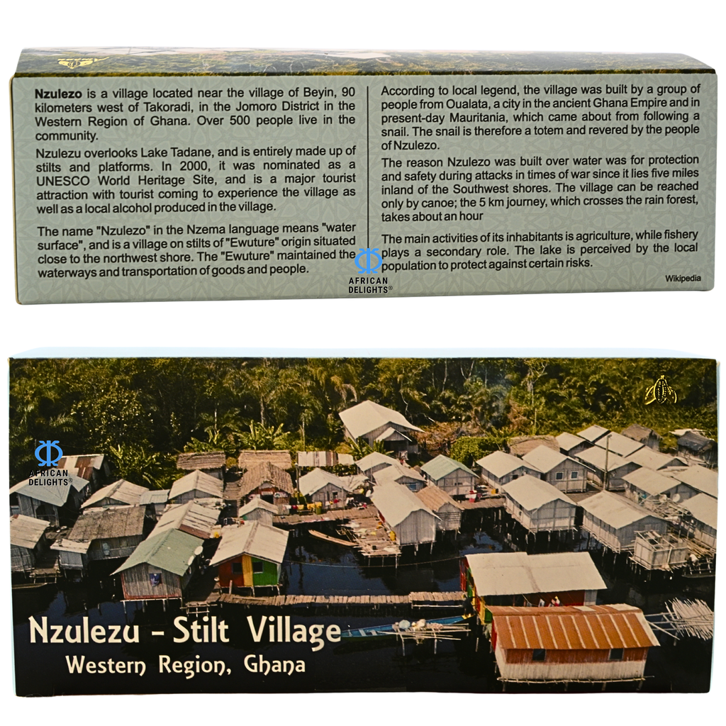 Amonu Nzulezu Stilt Village (20 x 20g) Ghana gift box story # Size_Chocolate box 20 x 20 g # Type_Regular # Flavor_Nzulezu Stilt Village