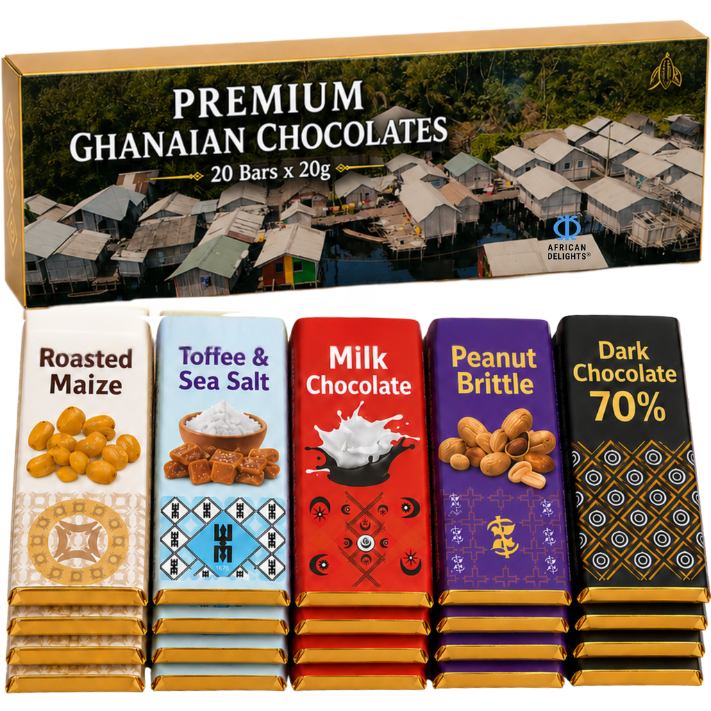 Amonu Nzulezu Stilt Village (20 x 20g) # Size_Chocolate box 20 x 20 g # Type_Regular # Flavor_Nzulezu Stilt Village