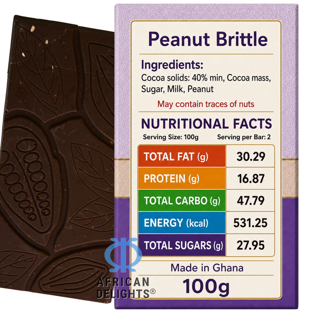 Amonu Peanut Brittle (100g) ingredients and nutrition # Size_100 g bars # Type_Regular # Flavor_Peanut Brittle