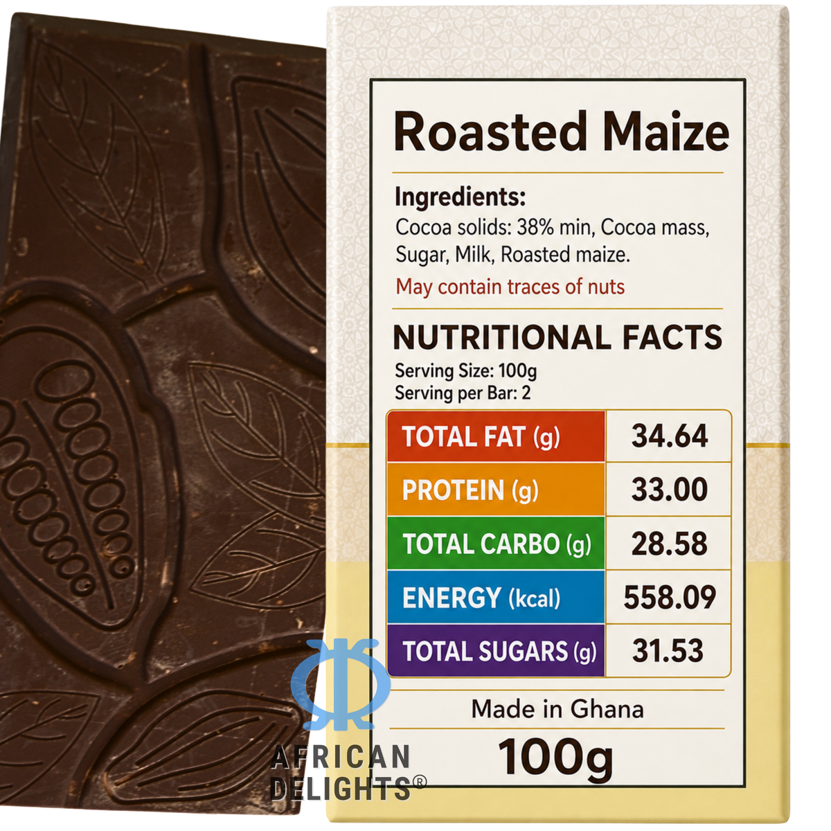 Amonu Roasted Maize (100g) ingredients and nutrition # Size_100 g bars # Type_Regular # Flavor_Roasted Maize