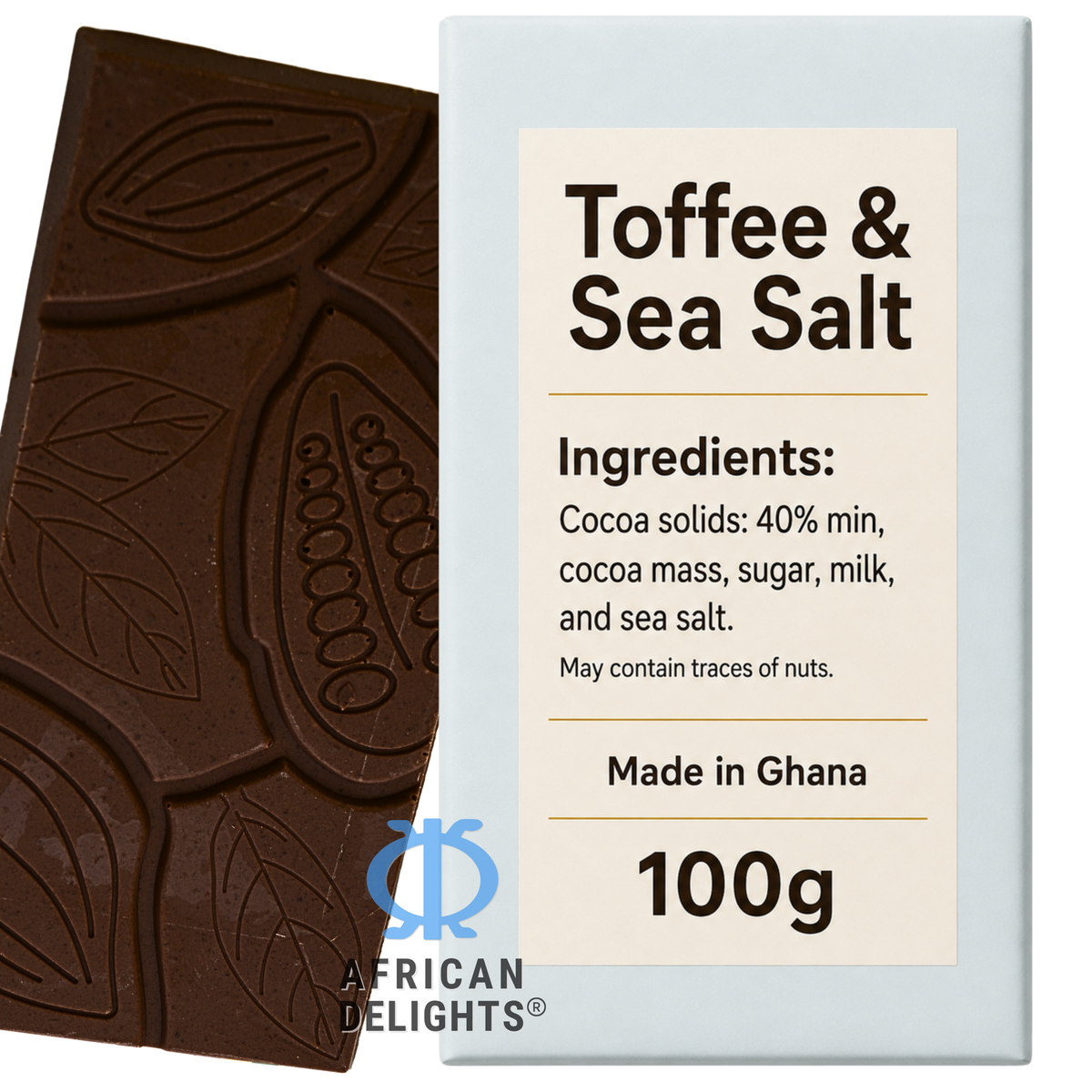 Amonu Toffee & Sea Salt (100g) ingredients and nutrition # Size_100 g bars # Type_Regular # Flavor_Toffee & Sea Salt