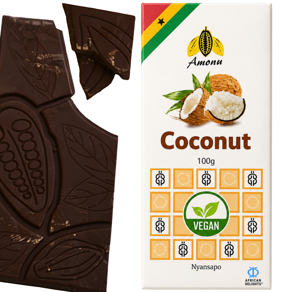 Amonu Coconut Vegan (100g) # Size_100 g bars # Type_Vegan # Flavor_Coconut Vegan