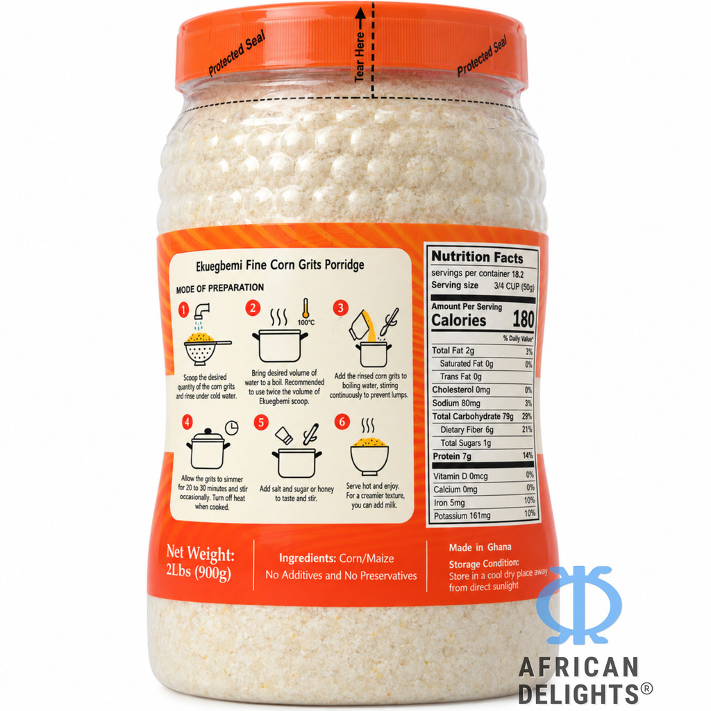 Ekuegbemi Porridge Mix ingredients label